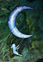 Girl Swinging On Moon