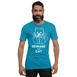 Beware of the Cat: Light on Dark Unisex t-shirt Clothing beware of the cat