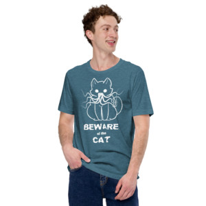 Beware of the Cat: Light on Dark Unisex t-shirt Clothing beware of the cat