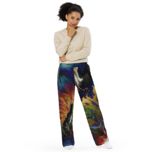 Crack at the Base of the World: All-over print unisex wide-leg pants Clothing crack at the base of the world