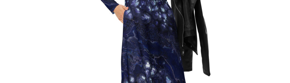 Encroaching Winter: All-over print long sleeve midi dress Clothing encroaching winter