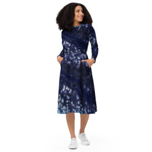 Encroaching Winter: All-over print long sleeve midi dress Clothing encroaching winter