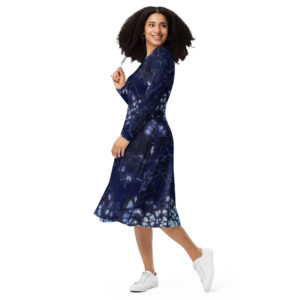 Encroaching Winter: All-over print long sleeve midi dress Clothing encroaching winter