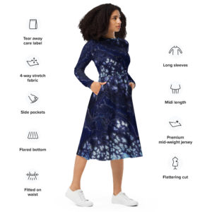 Encroaching Winter: All-over print long sleeve midi dress Clothing encroaching winter