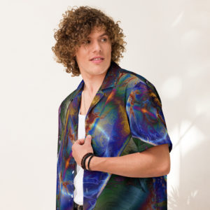 Dancing Rainbow: Unisex button shirt Button-Up Shirts dancing rainbow