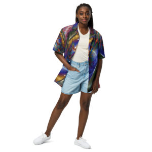 Dancing Rainbow: Unisex button shirt Button-Up Shirts dancing rainbow