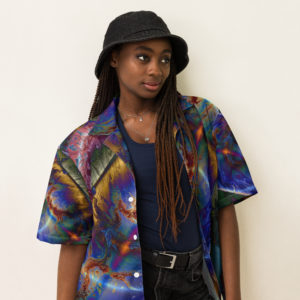 Dancing Rainbow: Unisex button shirt Button-Up Shirts dancing rainbow