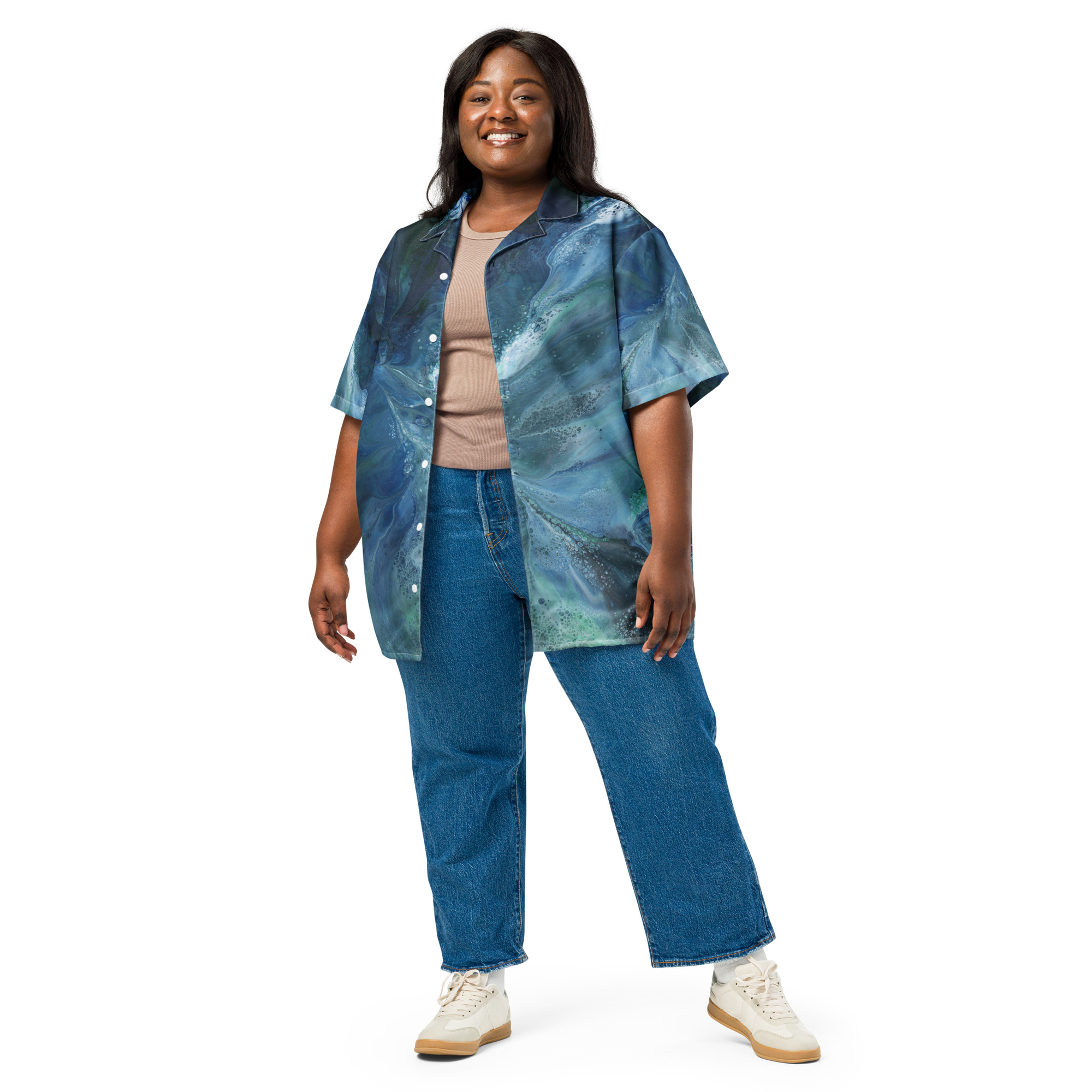 Wave Over Sandbank: Unisex button shirt Button-Up Shirts wave over sandbank Wave Over Sandbank: Unisex button shirt - Image 3