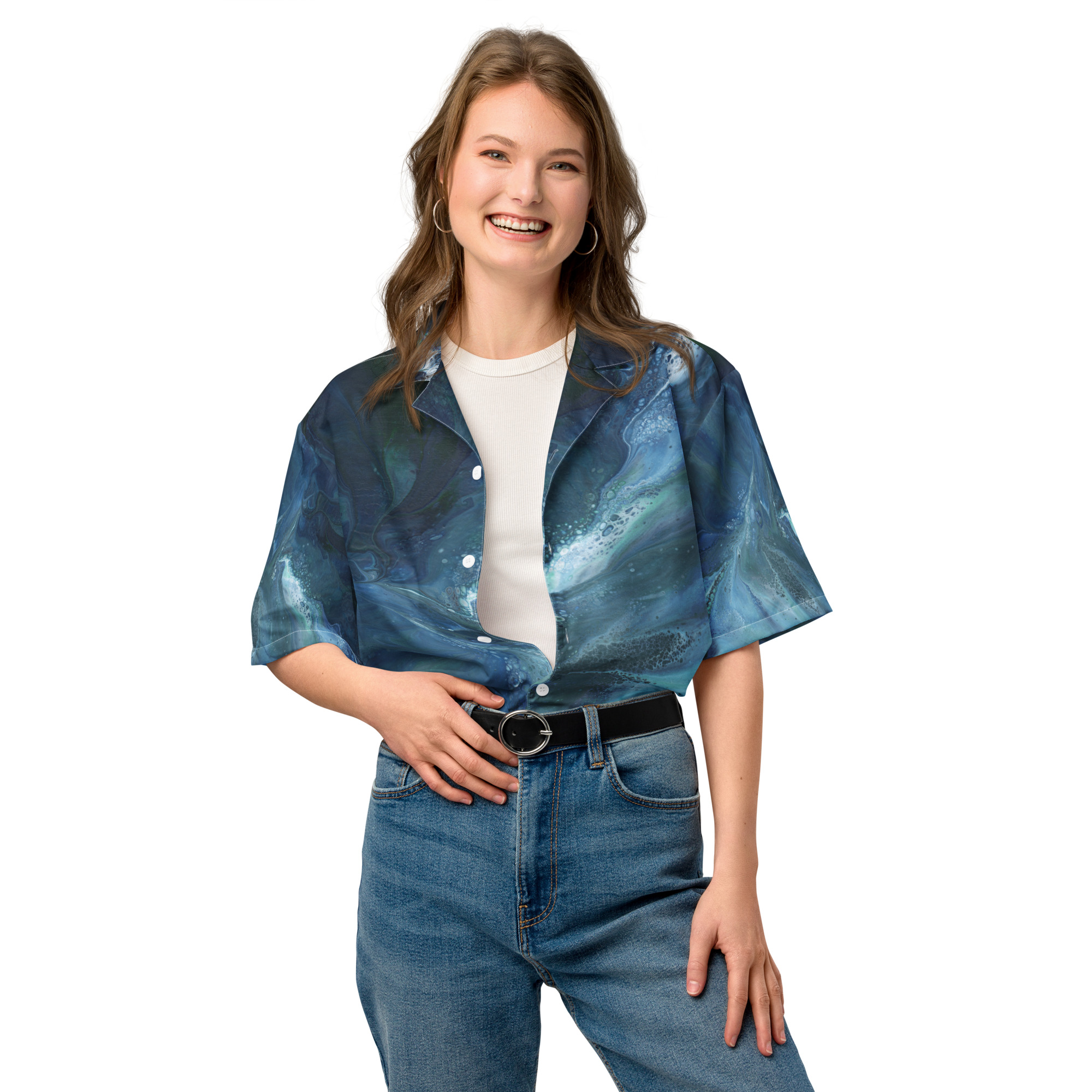 Wave Over Sandbank: Unisex button shirt Button-Up Shirts wave over sandbank Wave Over Sandbank: Unisex button shirt - Image 4