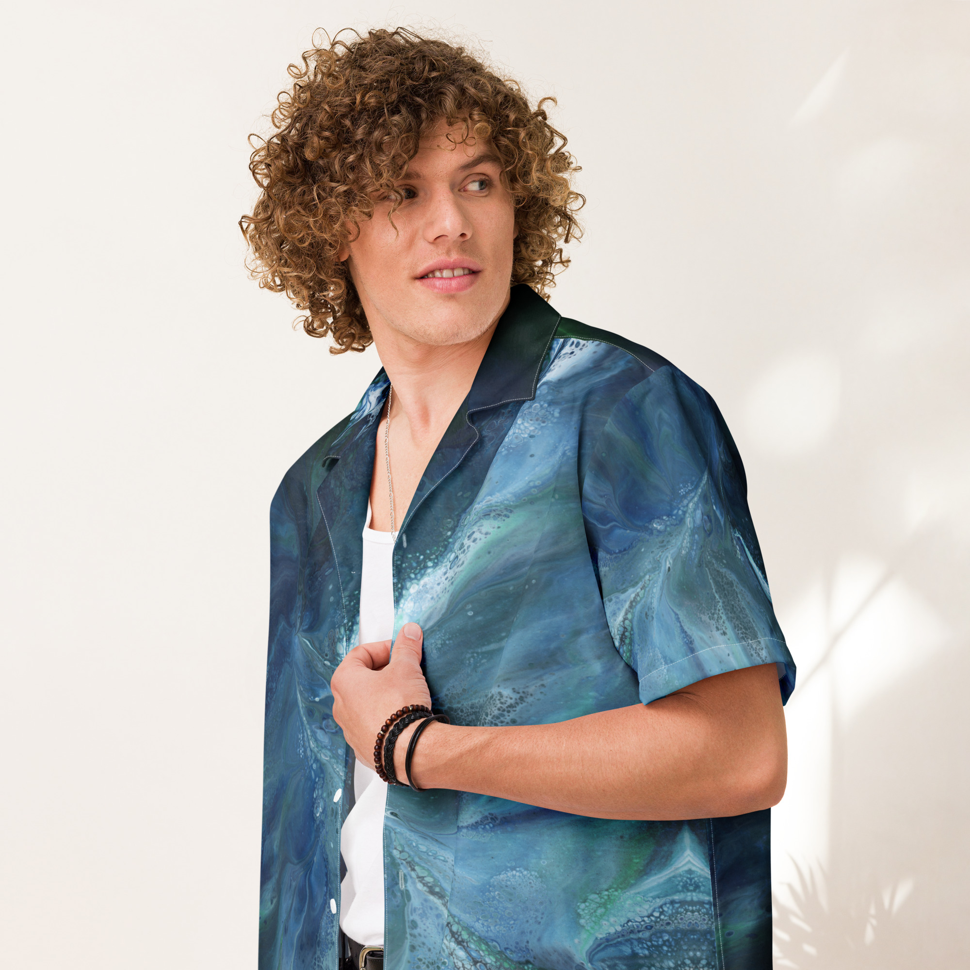 Wave Over Sandbank: Unisex button shirt Button-Up Shirts wave over sandbank Wave Over Sandbank: Unisex button shirt - Image 8