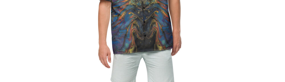 Melted Rainbow: Unisex button shirt Button-Up Shirts melted rainbow