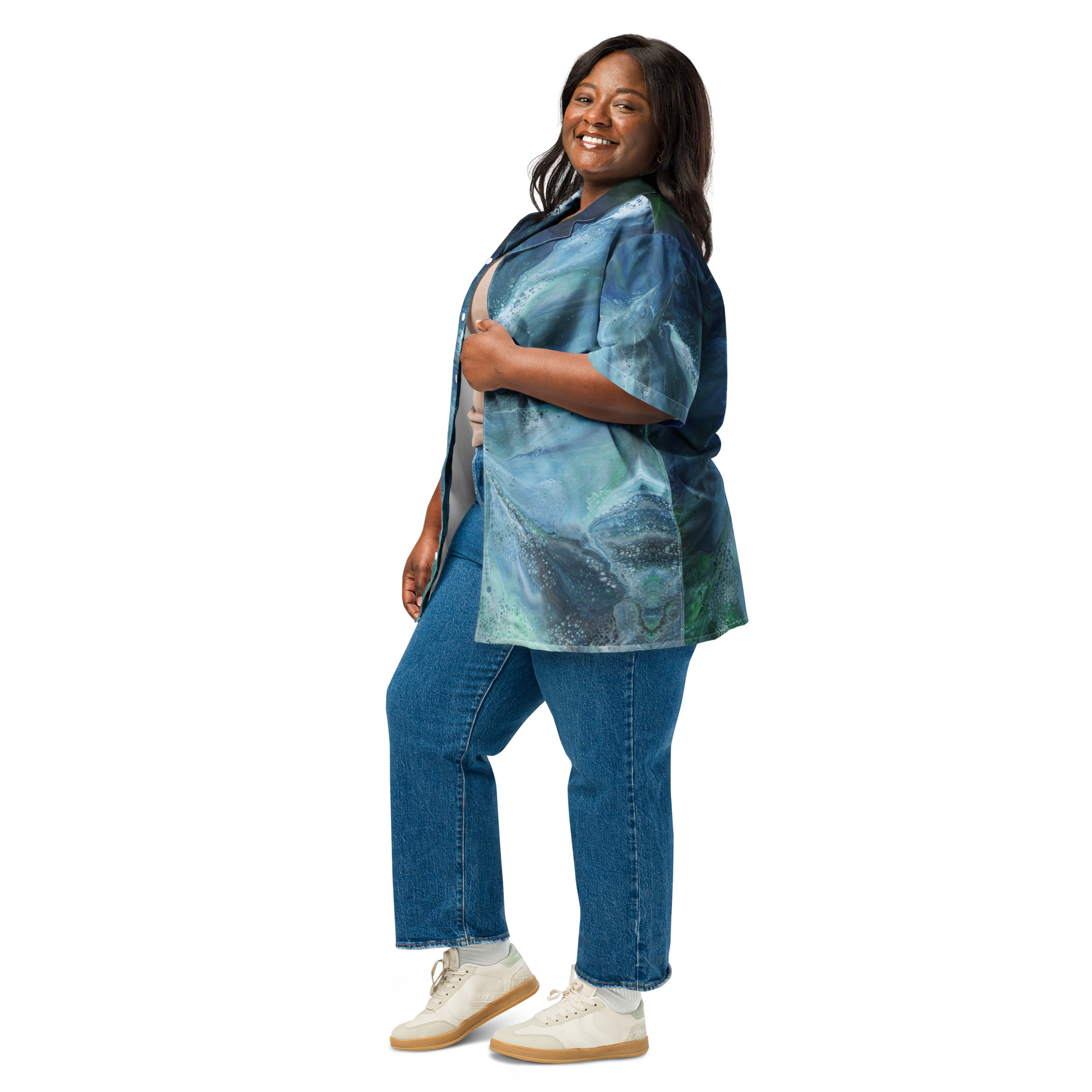 Wave Over Sandbank: Unisex button shirt Button-Up Shirts wave over sandbank Wave Over Sandbank: Unisex button shirt - Image 2