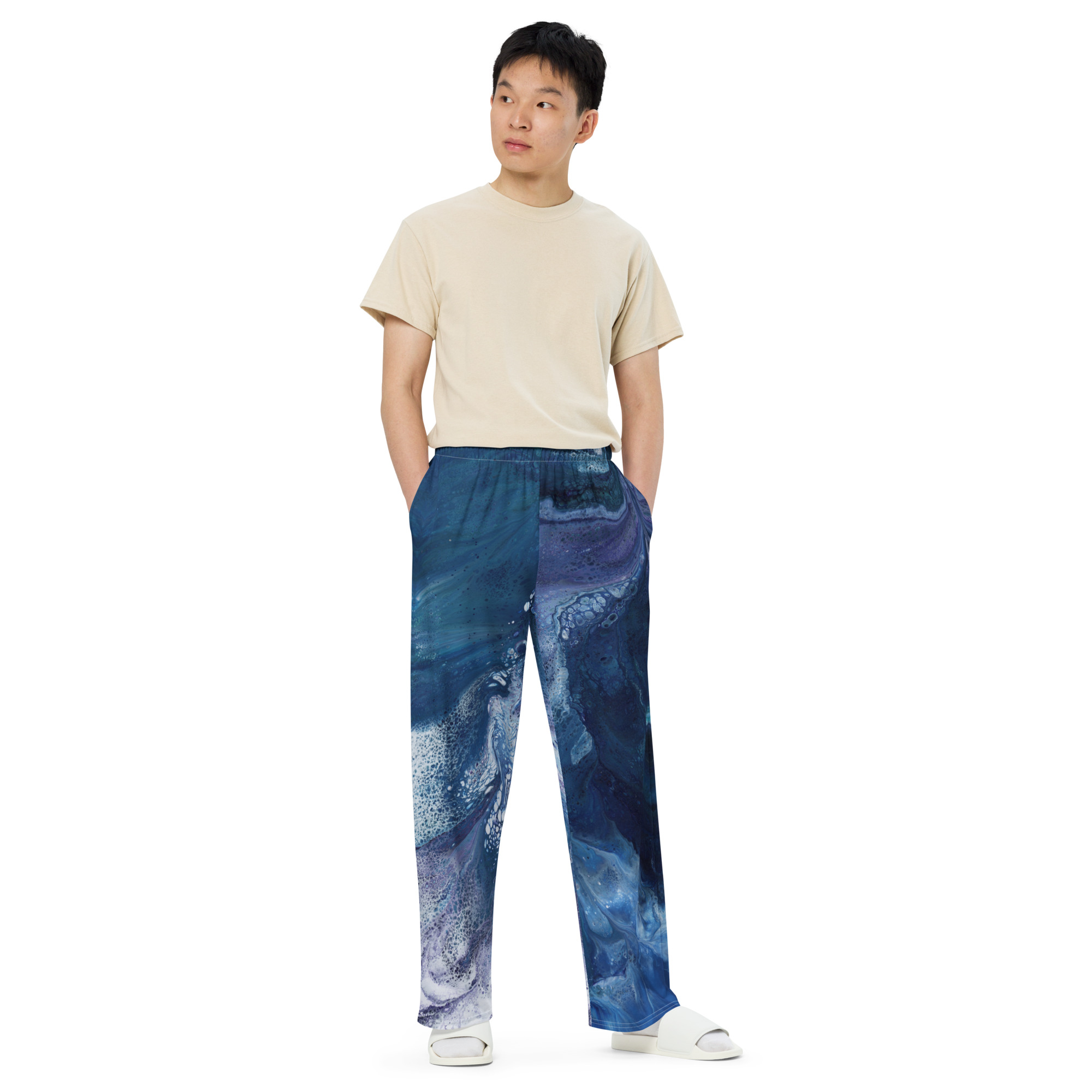 Waterfall Pool: All-over print unisex wide-leg pants Clothing waterfall pool Waterfall Pool: All-over print unisex wide-leg pants - Image 4